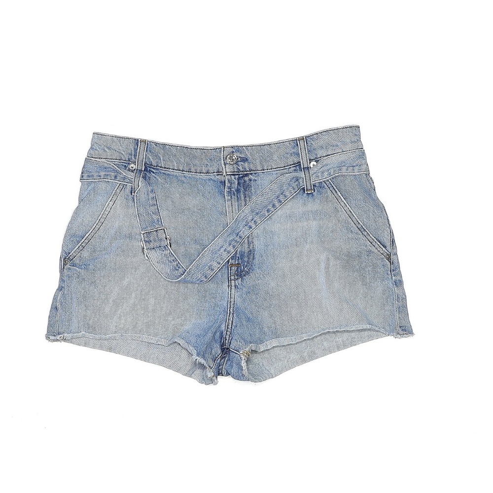 7 For All Mankind High Waist Cutoff Cotton Light Wash Belted Denim Shorts Sz 28
